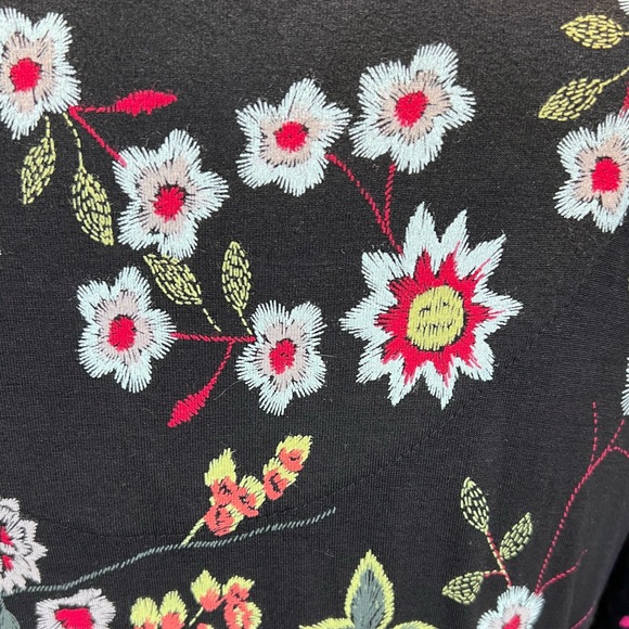 Dark moody botanical floral maxi dress long sleeve elastic drawstring waist - Picture 6 of 13